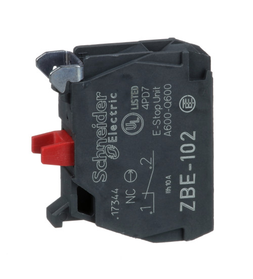ZBE102 - Harmony, 22mm Push Button, add on contact block, 1 NC, screw clamp terminal - Schneider Electric