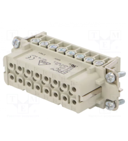 10531000 - EPICÂ® H-A 16 BS DR PH1 Insert with screw connection Socket; Number of contacts: 16+PE; Design size: 16A; 400 V AC rms / DC according to IEC; 14 A according to UL; For cross-section (min./max.): 0.5mmÂ² - 2.5mmÂ²; Contacts included; Polycarbonate - LAPP
