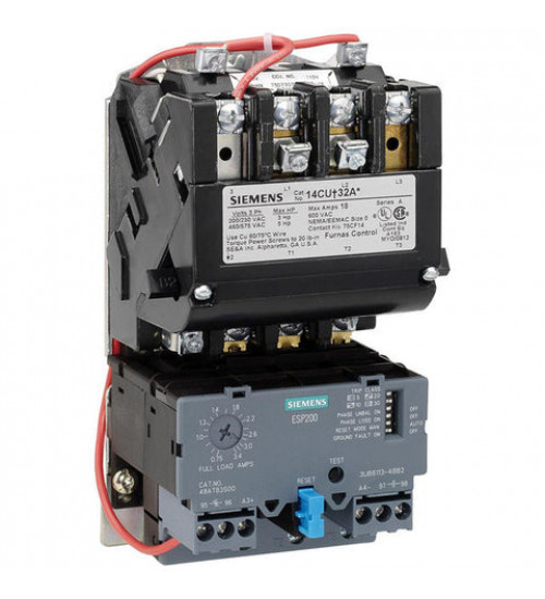 14CUD32AA - Non-reversing motor starter Size 0 Three phase full voltage Solid-state overload relay OLRelay amp range 5.5-22A 110-120/220-240VAC 60HZ coil Combination type No enclosure - Siemens