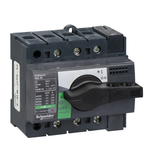 Schneider Electric 28900 - switch disconnector, Compact INS40 , 40 A, standard version with black rotary handle, 3 poles