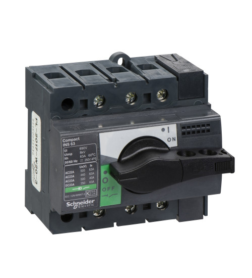 Schneider Electric 28902 - switch disconnector, Compact INS63 , 63 A, standard version with black rotary handle, 3 poles