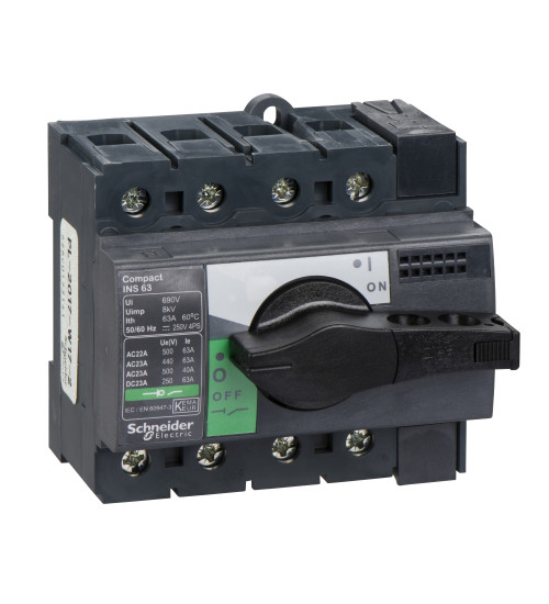 Schneider Electric 28903 - switch disconnector, Compact INS63 , 63 A, standard version with black rotary handle, 4 poles