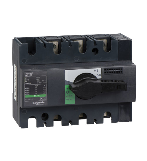 Schneider Electric 28908 - switch disconnector, Compact INS100 , 100 A, standard version with black rotary handle, 3 poles