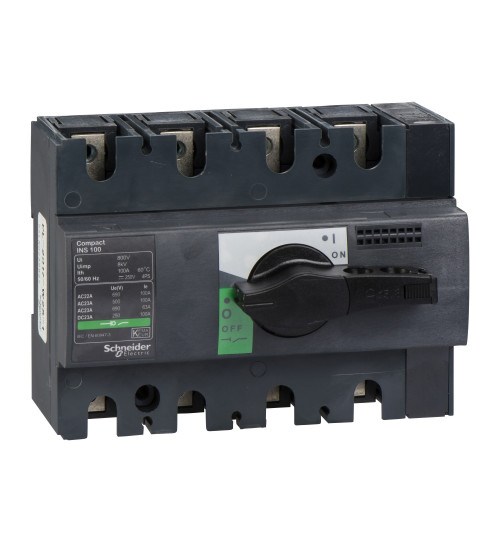 Schneider Electric 28909 - switch disconnector, Compact INS100 , 100 A, standard version with black rotary handle, 4 poles
