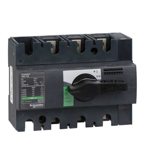 Schneider Electric 28910 - switch disconnector, Compact INS125 , 125 A, standard version with black rotary handle, 3 poles