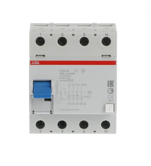 2CSF204001R1950 ABB Residual Current Circuit Breaker  - 4P - Type AC - 30 mA - 125 A