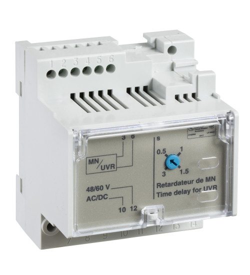 Schneider Electric 33683 - adjustable time delay relay for voltage release MN, 380-480 VAC 50/60 Hz, 380-480 VDC