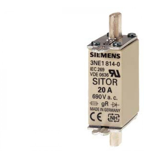 3NE18200 - SITOR fuse link, with blade contacts, NH000, In 80 A, AC 690 V, DC 250 V, front indicator - siemens