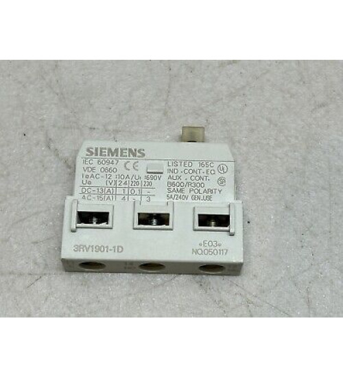3RV19011D - Auxiliary switch transverse 1 CO for circuit breaker Size S00...S3 !!! Phased-out product !!! Successor is SIRIUS 3RV2 Preferred successor type is >>3RV2901-1D<<. - siemens