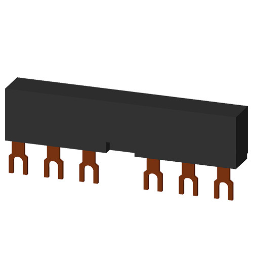 3RV1915-2AB - 3-phase busbars Modular spacing 55 mm for 2 switches and accessories Fork shape connections. - siemens