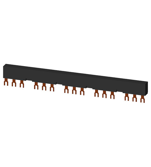 3RV1915-2DB - 3-phase busbars Modular spacing 55 mm for 5 switches and accessories Fork shape connections. - siemens