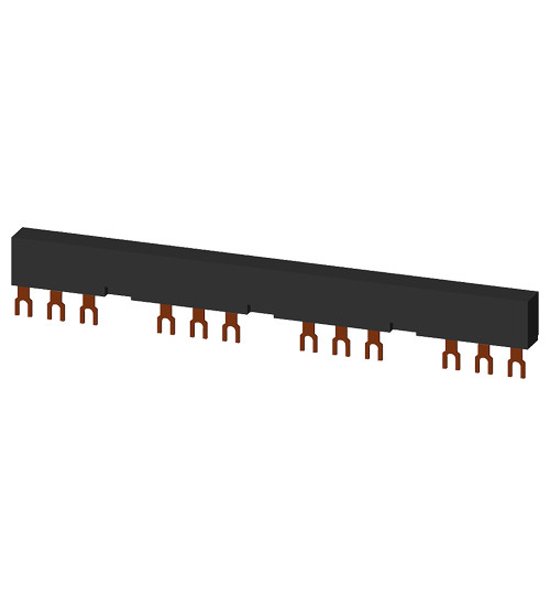 3RV1915-3CB - 3-phase busbars Modular spacing 63 mm for 4 switches and accessories Fork shape connections. - siemens