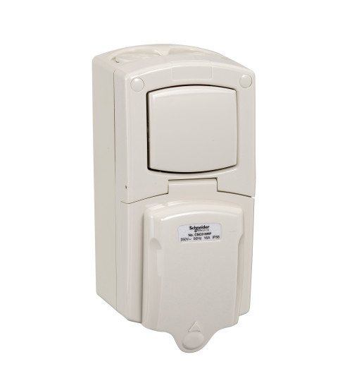 56SO316RP-LE-GY-EX - 16A 250V Surface Mount Single Pole Switched Socket IP56 Grey - Schneider Electric