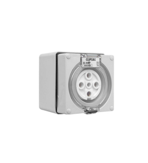 56SO532LE-GY - Clipsal AC 56 Series, Socket Outlets, Surface Sockets AC IP66, 500V 32A AC 5 Round Pins AC Schneider Electric