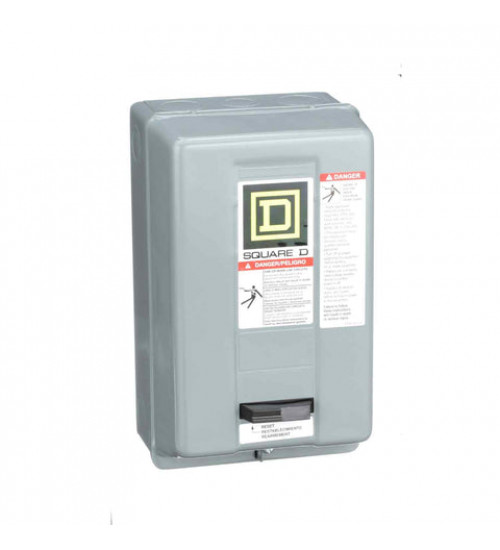8536SAG12V02S - NEMA motor starter, Type S, nonreversing, Size 00, 9A, 2HP at 460VAC, 5kA SCCR, 3 phase, 3 pole, melting alloy, 120VAC coil, NEMA 1 | Schneider Electric