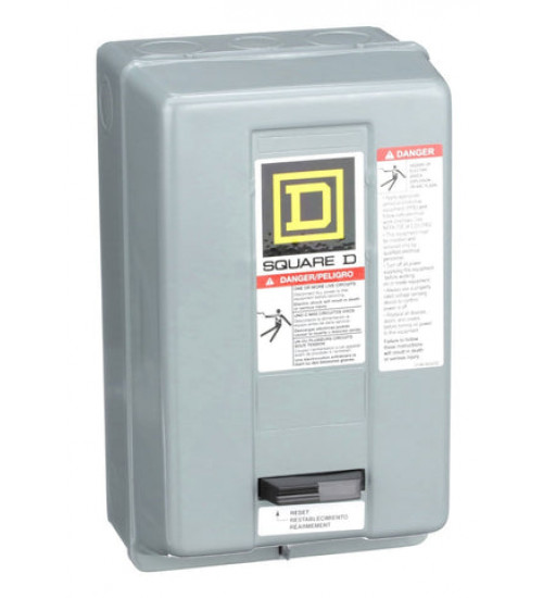 8536SBG2V02S - NEMA motor starter, Type S, nonreversing, Size 0, 18A, 5HP at 460VAC, 5kA SCCR, 3 phase, 3 pole, melting alloy, 120VAC coil, NEMA 1 | Schneider Electric