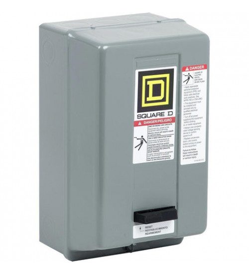 8536SBG2V03 - NEMA motor starter, Type S, nonreversing, Size 0, 18A, 5HP at 460VAC, 5kA SCCR, 3 phase, 3 pole, melting alloy, 240VAC coil, NEMA 1 | Schneider Electric