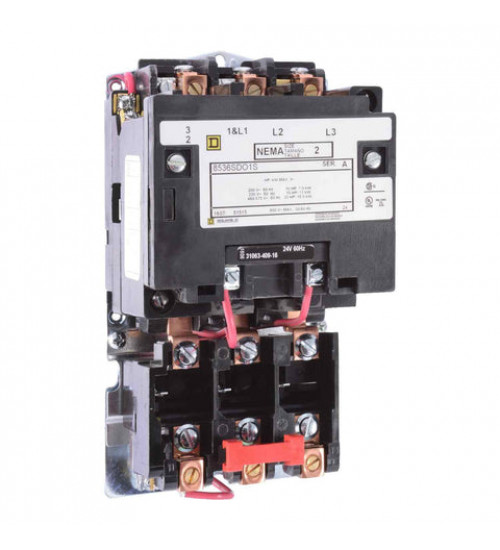 8536SDO1V03 - NEMA motor starter, Type S, nonreversing, Size 2, 45A, 25HP at 460VAC, 5kA SCCR, 3 phase, 3 pole, melting alloy, 240VAC coil, open | Schneider Electric