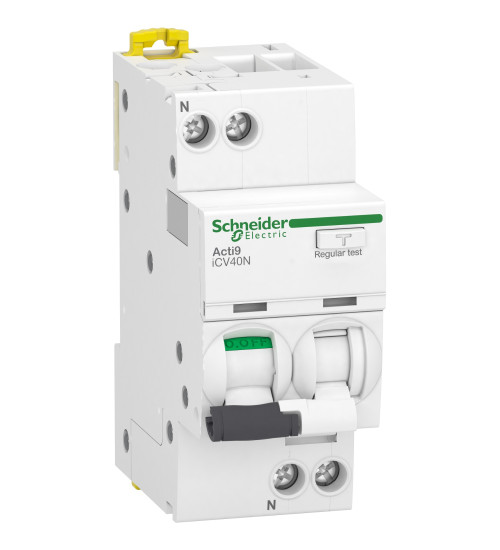 A9DG3610 - residual current breaker with overcurrent protection (RCBO), Acti9 iCV40, 1P+N, 10 A, B Curve, 6000 A, 30 mA, A type - Schneider Electric