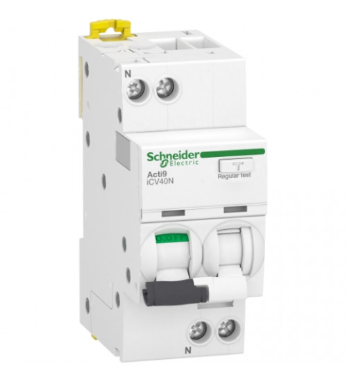 A9DH3610 - residual current breaker with overcurrent protection (RCBO), Acti9 iCV40, 1P+N, 10 A, B Curve, 6000 A, 30 mA, AC type | Schneider Electric