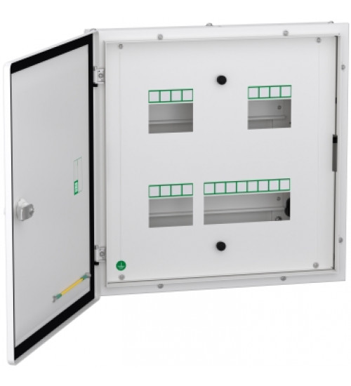 Schneider Electric A9HTND04Z - TPN distribution board, Acti9, 4 ways, metal double door, IP43