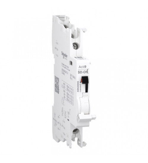 Schneider Electric A9N26909 - Auxiliary contact, Acti9 A9N, OF/SD+OF, 2 C/O, 100mA to 6A, 24VAC to 415VAC, 24VDC to 130VDC, top and bottom connection
