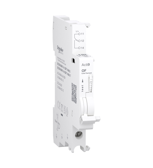 Schneider Electric A9N26914 - Auxiliary contact, Acti9 A9N, OF, 1 C/O, 2mA to 100mA, 24VAC to 250VAC, 24VDC to 220VDC, bottom connection