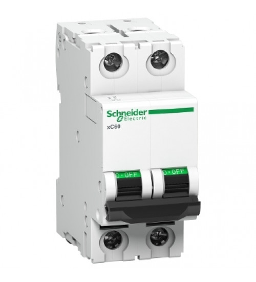 Schneider Electric A9N2P50C MCB, Acti9 xC60, 2P, 50A, C curve, 10000A (IS/IEC60898-1)