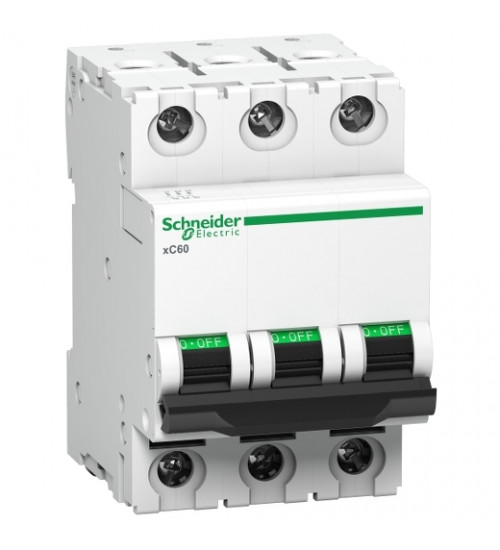Schneider Electric A9N3P06CGN - Miniature circuit breaker (MCB), Acti9 xC60, 3P, 6A, C curve, 10000A (IS/IEC60898-1)