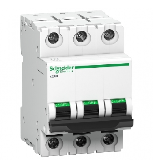 Schneider Electric A9N3P16CGN - Miniature circuit breaker (MCB), Acti9 xC60, 3P, 16A, C curve, 10000A (IS/IEC60898-1)