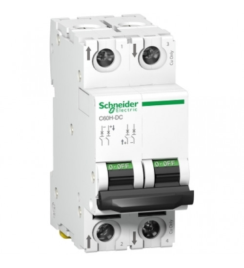 Schneider Electric A9N61539 - miniature circuit breaker - C60H - 2 poles - 63 A - C curve