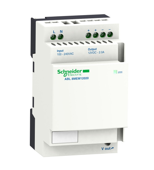 Schneider Electric ABL8MEM12020 - regulated SMPS - 1 or 2-phase - 100..240 V AC - 12 V - 2 A