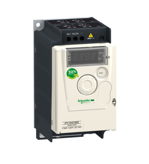 Schneider Electric ATV12H018M2 - variable speed drive, Altivar 12, 0.18kW, 0.25hp, 200 to 240V, 1 phase