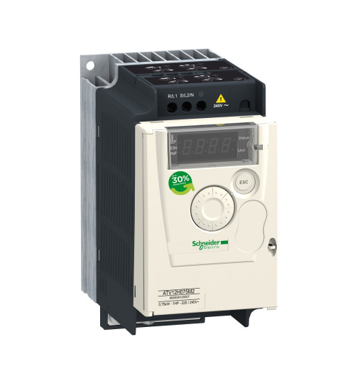 Schneider Electric ATV12H055M2 - variable speed drive, Altivar 12, 0.55kW, 0.75hp, 200 to 240V, 1 phase, with heat sink