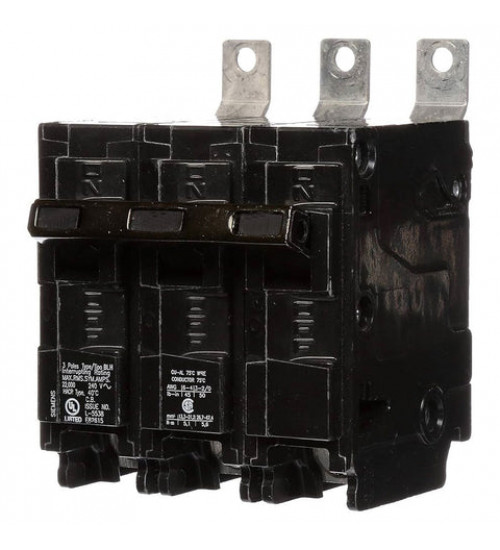 B315HH Molded Case Circuit Breaker Siemens BL series three pole 15 ampere bolt - on molded case circuit breaker with maximum voltage rating of 240V tripping method thermal magnetic and standard interrupting rating of 65 kiloampere at 240V complete with (LI) Long - Time and Instantaneous ... - Siemens