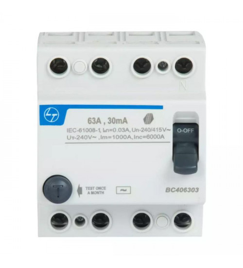 Lauritz Knudsen BC406303 Tripper RCCB 63A FP 415V AC 30mA
