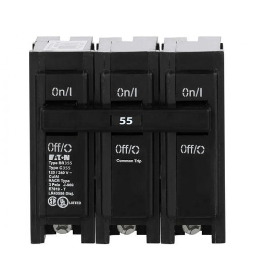 BR355 - Eaton Cutler-Hammer 55 Amp 3 Pole 240 Volt Plug-In Circuit Breaker