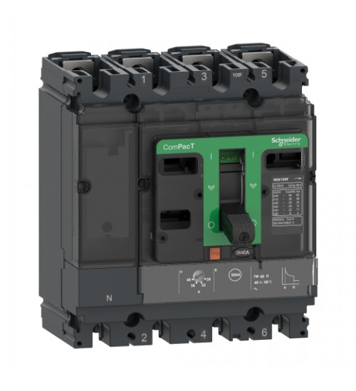 C10H6TM063 - Circuit breaker ComPacT NSX100H, 70kA at 415VAC, TMD trip unit 63A, 4 poles 3d - Schneider Electric