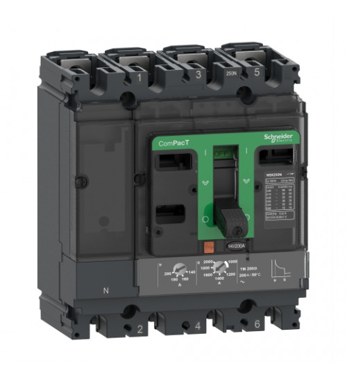 C10N6TM040 - Circuit breaker, ComPacT NSX100N, 50kA/415VAC, 4 poles 3D (neutral not protected), TMD trip unit 40A - Schneider Electric