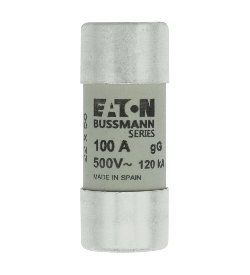 Eaton C22G100 - Bussmann series low voltage cylindrical fuse 22x58mm, 500Vac, 100A Eaton C22G100 - Bussmann series low voltage cylindrical fuse 22x58mm, 500Vac, 100A