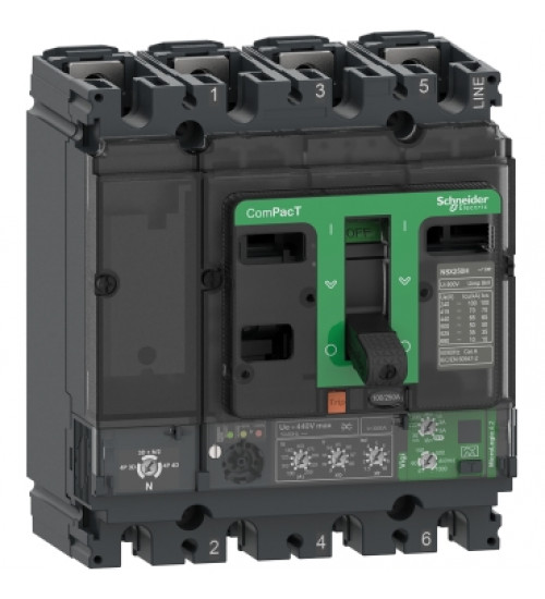 C25B44V250 - Circuit breaker, ComPacT NSX250B, 25kA/415VAC, 4 poles, MicroLogic Vigi 4.2 trip unit 250A - Schneider Electric