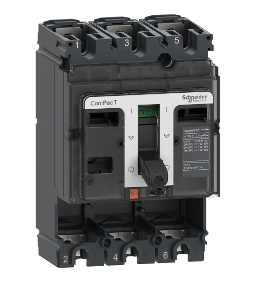 C25F3D - circuit breaker basic frame, ComPacT NSX250F DC, 36 kA at 750 VDC, 250 A, without trip unit, 3 poles - Schneider Electric