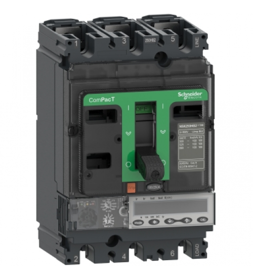 C25V35E250 - Circuit breaker ComPacT NSX250HB1. 75kA at 690VAC. MicroLogic 5.2 E trip unit 250A. 3 poles 3d - Schneider Electric C25V35E250 - Circuit breaker ComPacT NSX250HB1. 75kA at 690VAC. MicroLogic 5.2 E trip unit 250A. 3 poles 3d - Schneider Electric