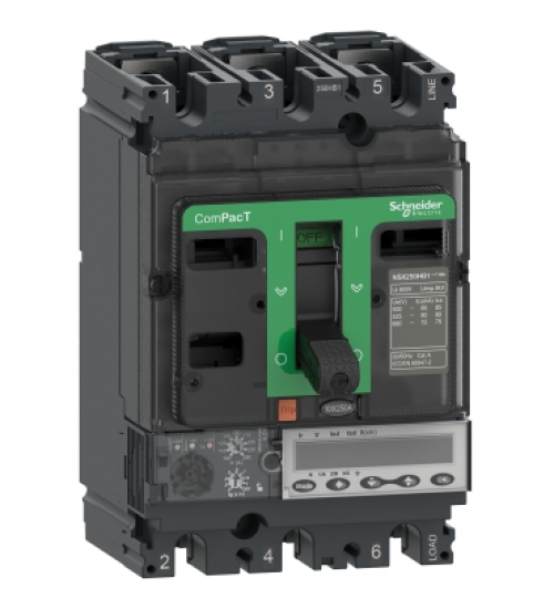 C25V36E100 - Circuit breaker, ComPacT NSX250HB1, 75kA/690VAC, 3 poles, MicroLogic 6.2E trip unit 100A - Schneider Electric C25V36E100 - Circuit breaker, ComPacT NSX250HB1, 75kA/690VAC, 3 poles, MicroLogic 6.2E trip unit 100A - Schneider Electric