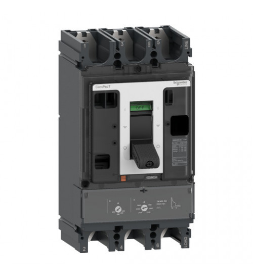 C63F3TM600D - circuit breaker ComPacT NSX600F DC, 36 kA at 750 VDC,TM-DC trip unit, 600 A rating, 3 poles - Schneider Electric