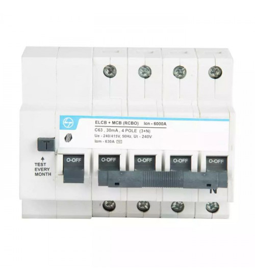 Lauritz Knudsen CB90002OOHO Tripper RCBO(EL+MCB) 63A FP 415V AC 6kA 30mA C Curve