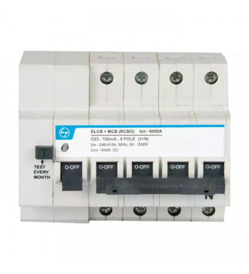 Lauritz Knudsen CB90004OOFO Tripper RCBO(EL+MCB) 40A FP 415V AC 6kA 100mA C Curve