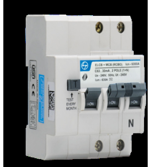 CB90005OOBO - Tripper 300mA 16A 2P 6kA Type-AC Curve-C ELCB+MCB (RCBO) - L&T