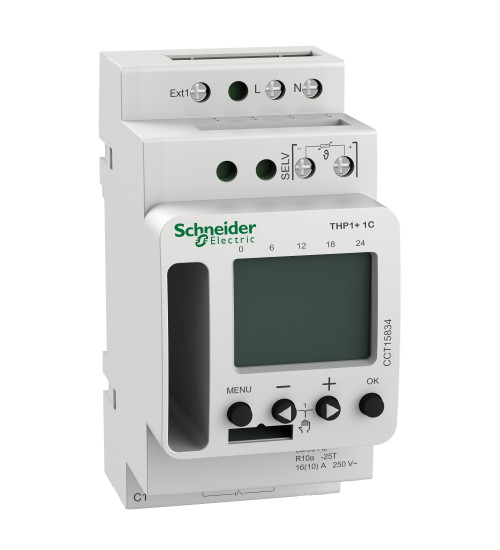 CCT15834 - Acti9 THP1+ 1C (24h/7d) programmable thermostat - Schneider Electric