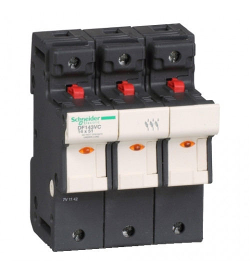 Schneider Electric DF143VC - Fuse carrier TeSys DF, 3P 50A, fuse size 14x51 mm, blown fuse indicator